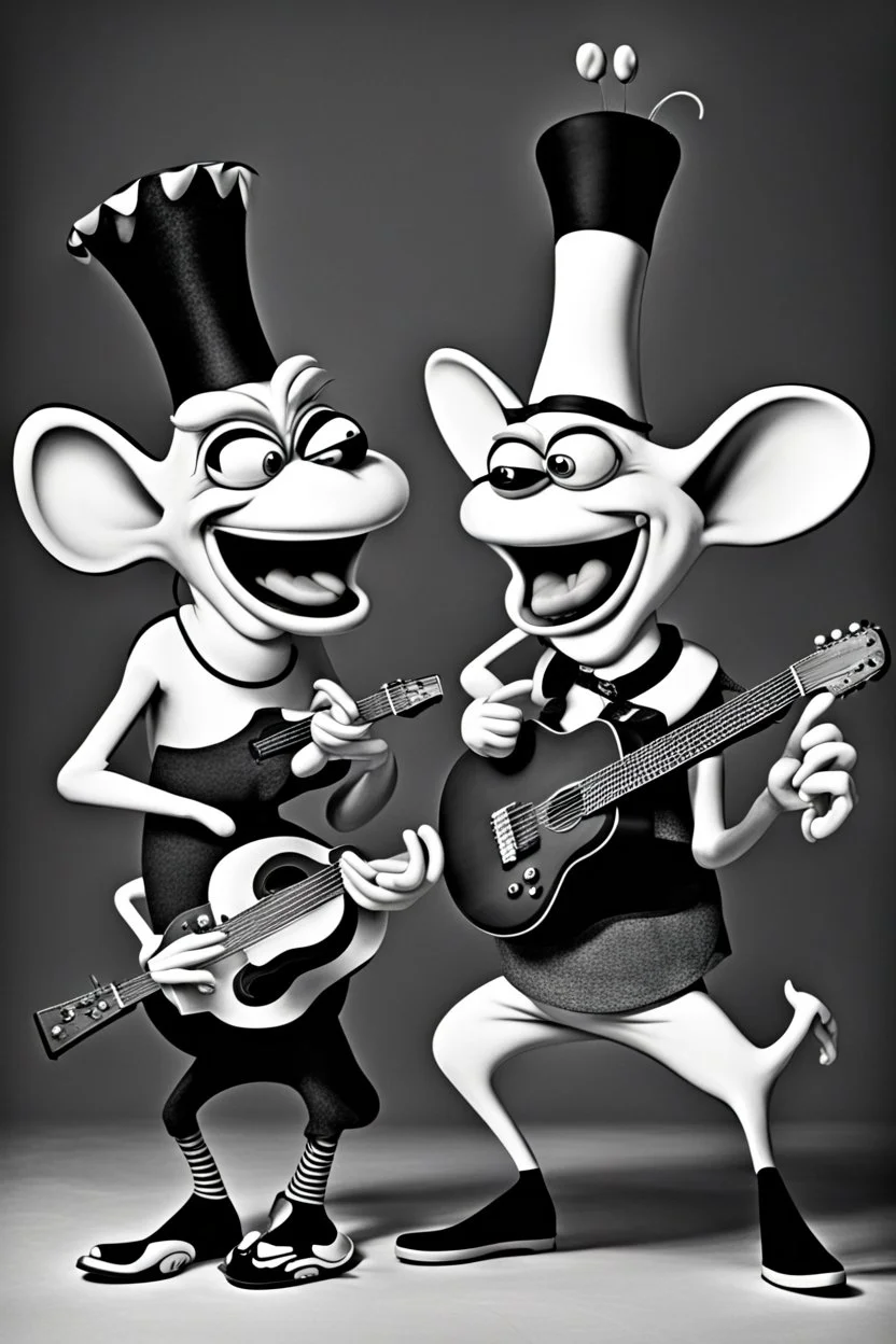 Ren & Stimpy black and white minstrels.