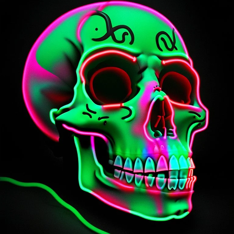 a field of 1000s of cartoonish, anatomically correct, skulls, vivid RANDOM BRIGHT neon colors, dark comedy, well lit, high detail, photorealistic, horrorcore, fun, scary, dead