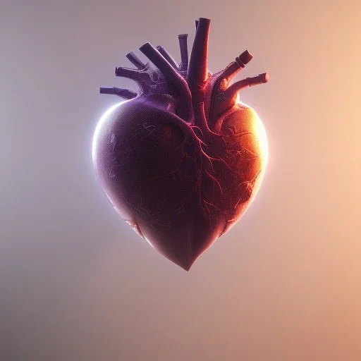  human heart, realistic, cyberpunk,