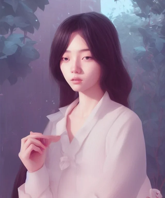 a realistic portrait of beautiful young Korean gamer girl , adorable, seductive and sexy looking, slight smile, intricate, elegant, highly detailed eyes, digital painting, 8k, artstation, concept art, smooth, sharp focus, illustration, studio quality, art by victo ngai