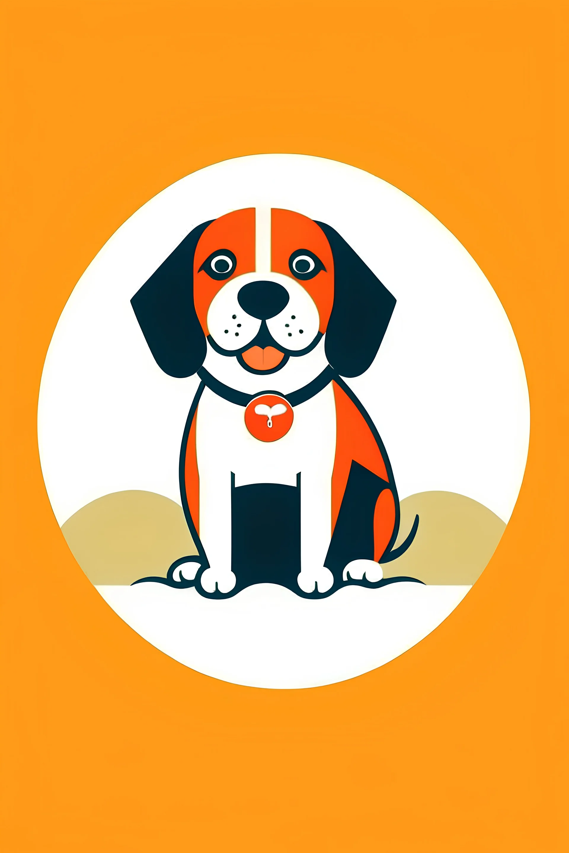 Logo minimaliste pour une association de protection des plages avec un chien beagle souriant et fiers deguisé en sauveteur