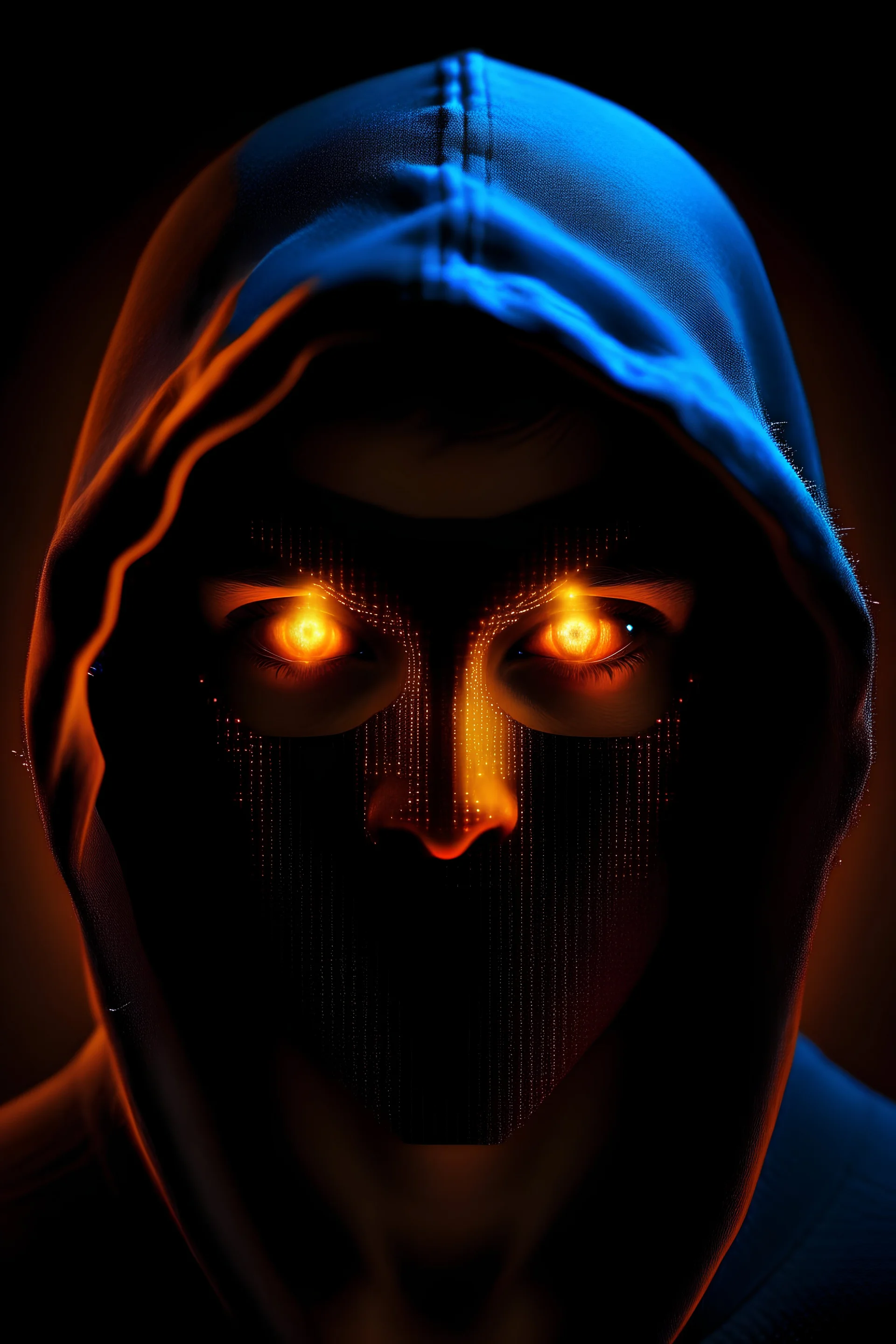 generate a profile picture, an anonymous with glowing eyes