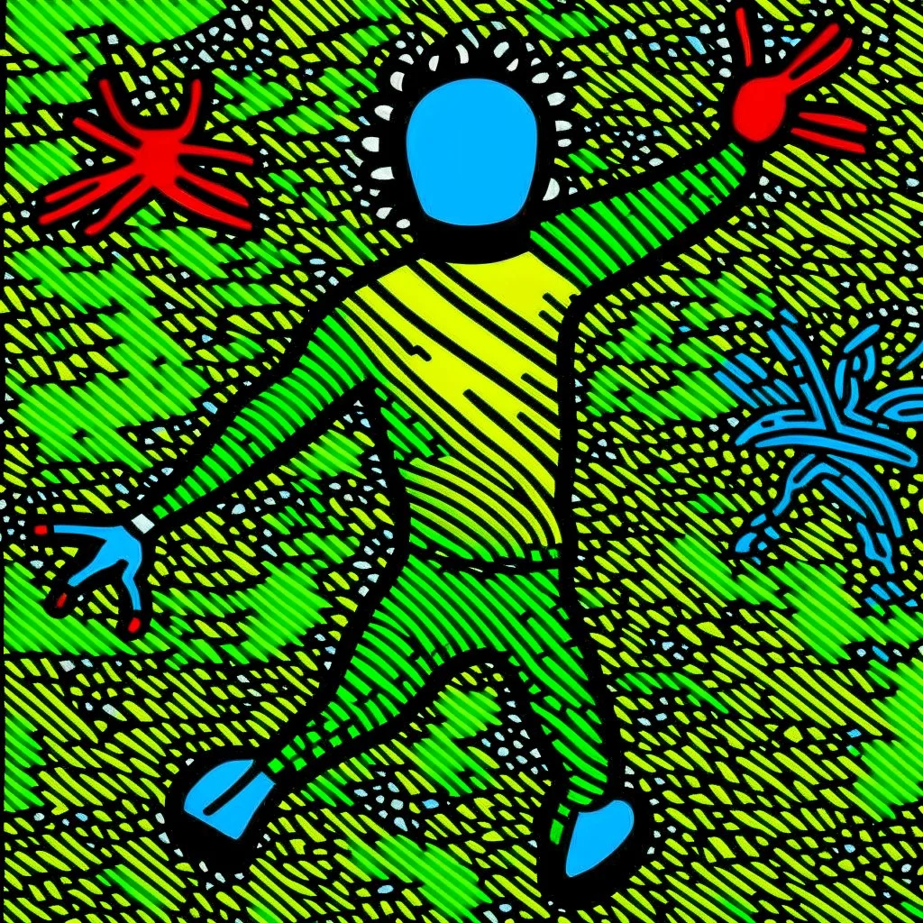 silver lining, painting by keith haring