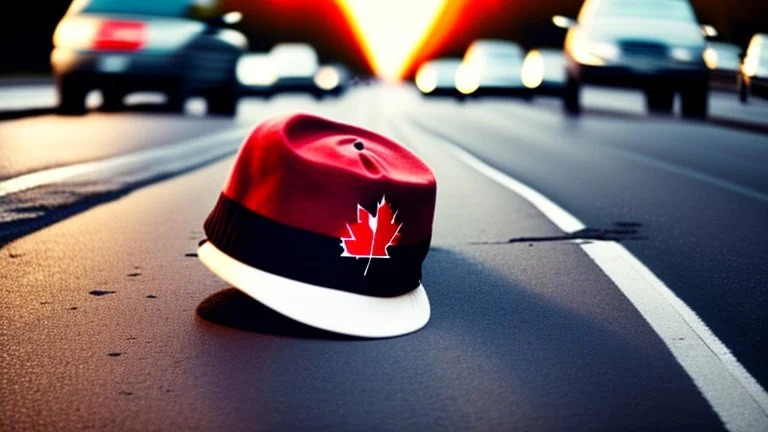 french canadian dancing over a hat that is laying on the road