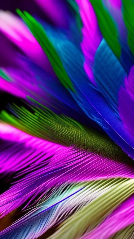 microscope photography of a multicolour feather with human head inside, peackock feathers in circle, geometric, symmetric