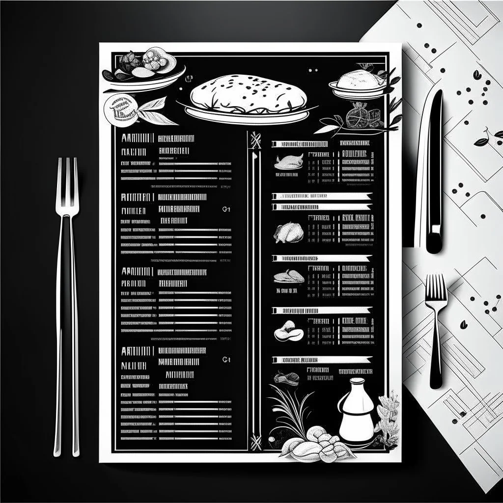 restaurant menu vector white and black