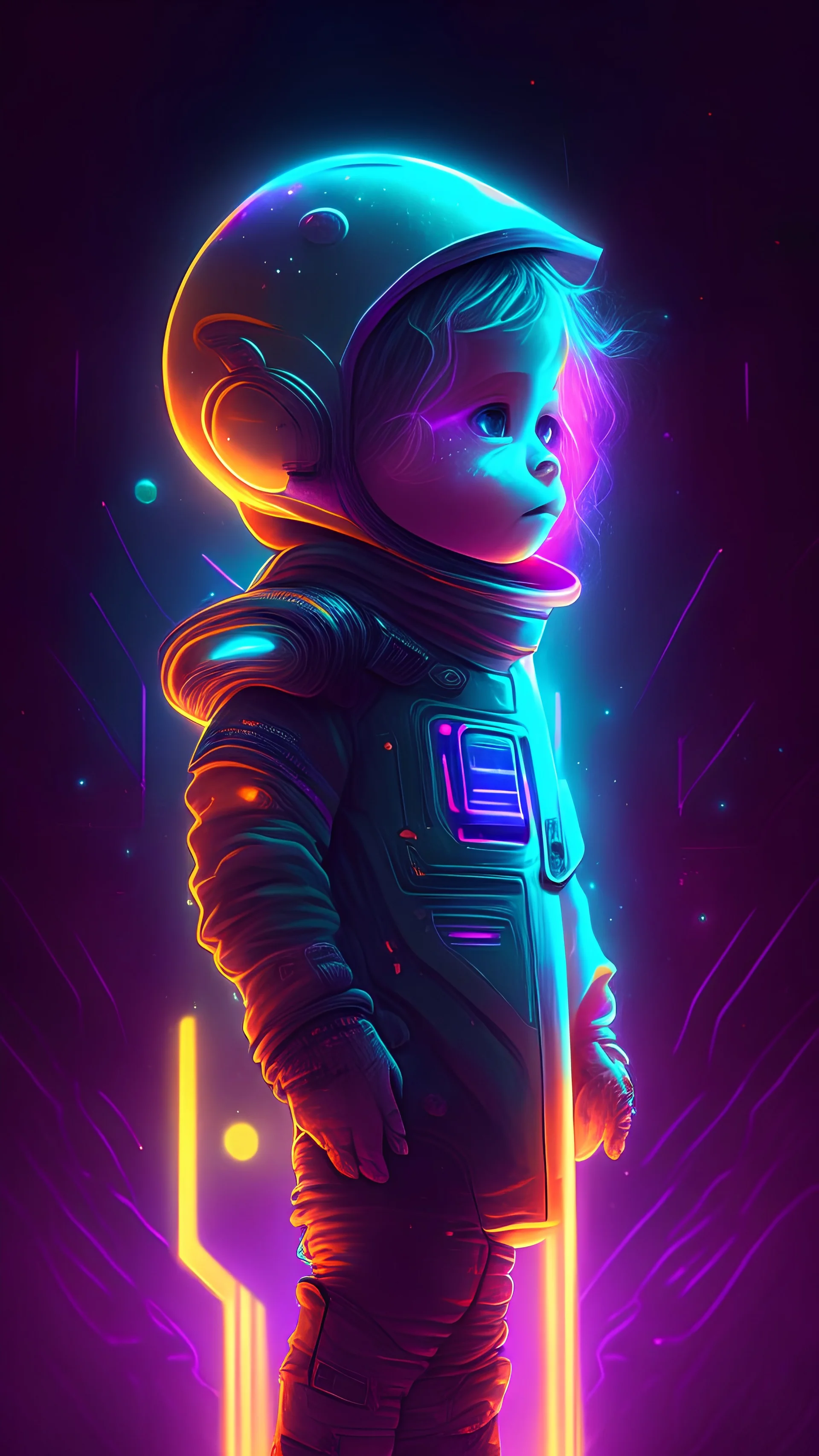 Little ambassador, banner, intergalactic, sci-fi, neon,