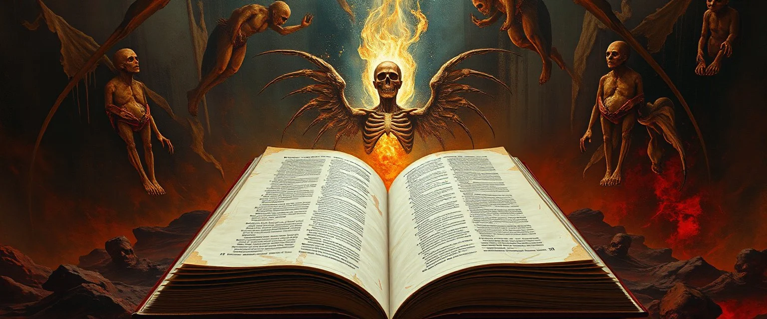 a high definition screen shot of A OPEN ANATOMY BOOK, retrofuturistic, phototrealism, Macabre Rapture End of days Revelation scene, isanely detailed matte oil painting, sinner apotheosis,diagonal composition, unbalanced, abstract surreal horror, eerie, scary warm colors, Eldritch, JonKnockTurnal 2999 ufo, bilaterally