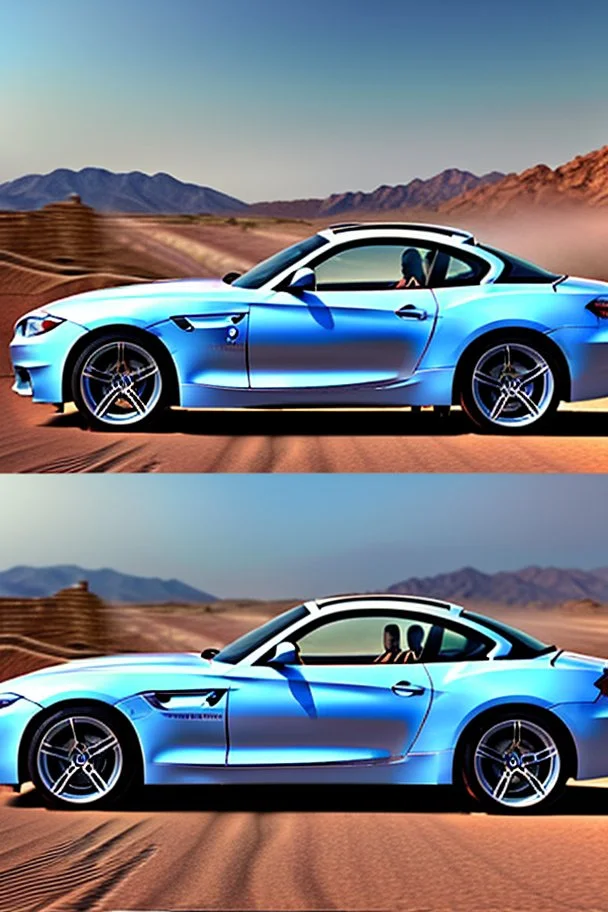 a realistic photo of a bmw z4,the car is spray painted with graffiti, desert background with sand storm to make the car stand out, colorful and stylish graffiti, 12k highly detailed and realistic , Masterpiece, dramatic product shot