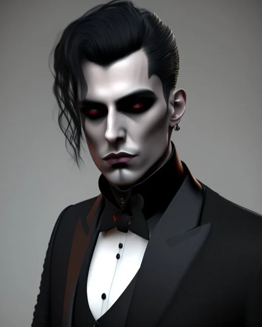 portrait of a handsome goth man in black suit, 8k, high quality, highly detailed