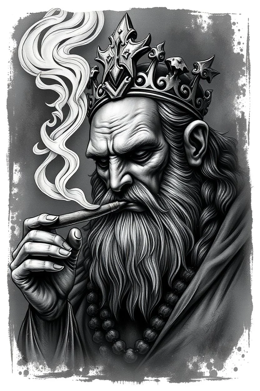 realism the god of boobs smoking cigar black smudged border