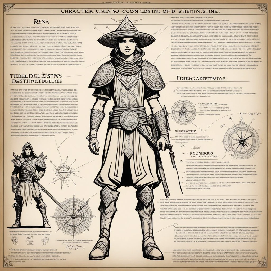 character concept sheet with AD&D statistics and characteristics [1960’s stop-motion animation style of Reina del Tejedores del destino in Mexico] Masters of destiny and wielders of the threads of fate, Fate Weavers possess the ability to shape the courses of lives and alter the tapestries of time. Through divination, prophecy, and manipulation of cosmic forces, they guide the paths of heroes and villains alike.