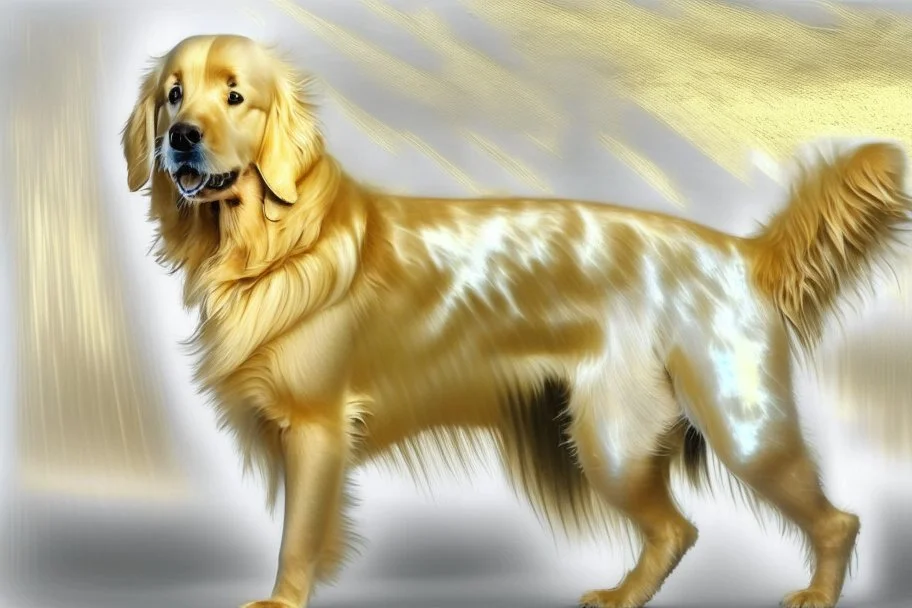 style of gerhard richter Golden retriever dog
