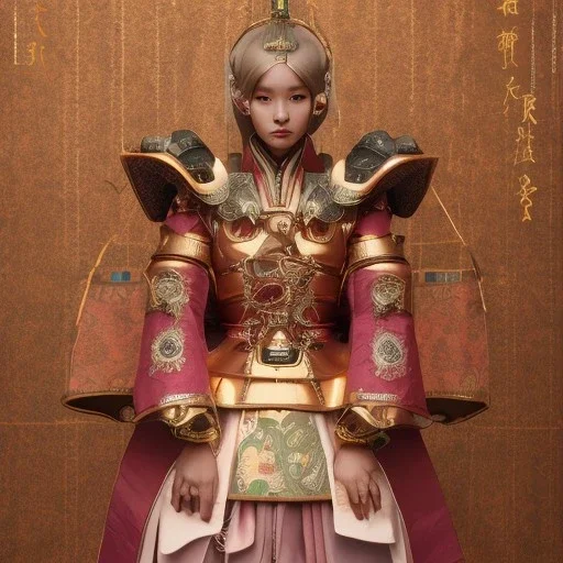 beautiful smooth realistic Japanese samurai robot girl body, run on dark cosmos background, dog еye, extremely sharp detail, finely tuned detail, ultra high definition, 8 k, unreal engine 5, ultra sharp focus, accurate sword wings, positive smile