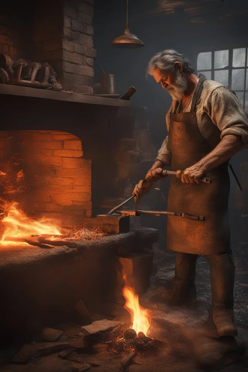 Olden days dirty blacksmith with Leather apron, burning the Bitcoin logo with an branding iron onto the arm of a screaming man, hot oven in background, dirty room, 8k, super realistic, very detailed, eary feeling, emphasis on the logo