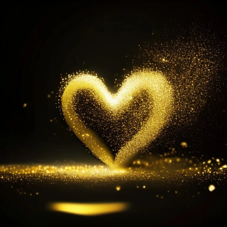 motion blur golden glitter heart