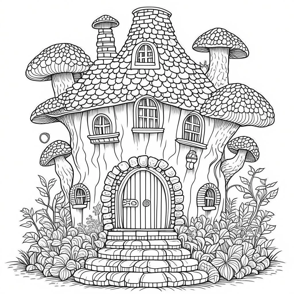 A fairy house, Whimsical Tree Hollow, coloring page, exact shape, real image, minimal lines, white back ground color, real style, realistic, minimalistic, minimal black line art, line art, crisp line art, unique coloring sheet, outlined, outline, crisp, crisp line edges, illustration, thin lines, crisp clear lines, line art, clean line art, unique, 8k, no colors, no dark color, no black color, avoid thick black, minimalistic line edges, pure white back ground,