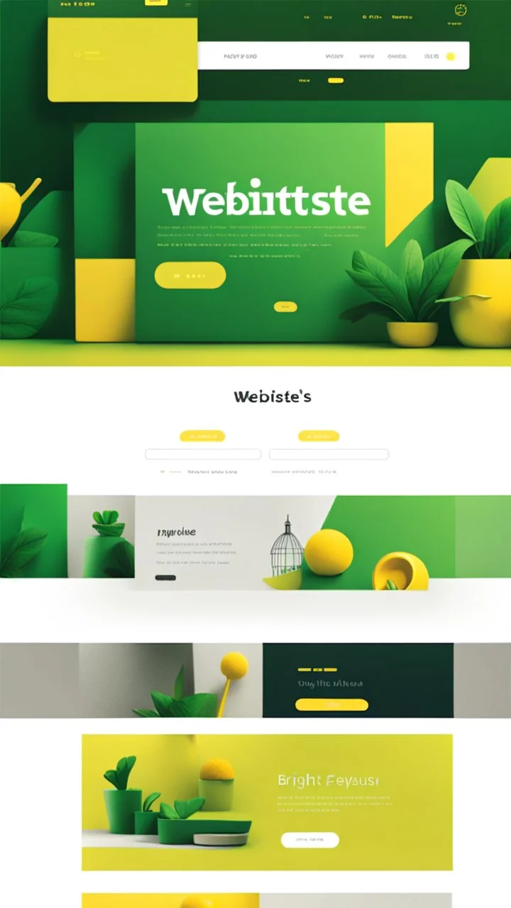 simple art style that show webiste's home page use bright green and yellow