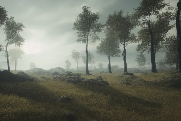 full landscape, atmospheric, realistic, unreal engine, cinematic lighting, octane render.