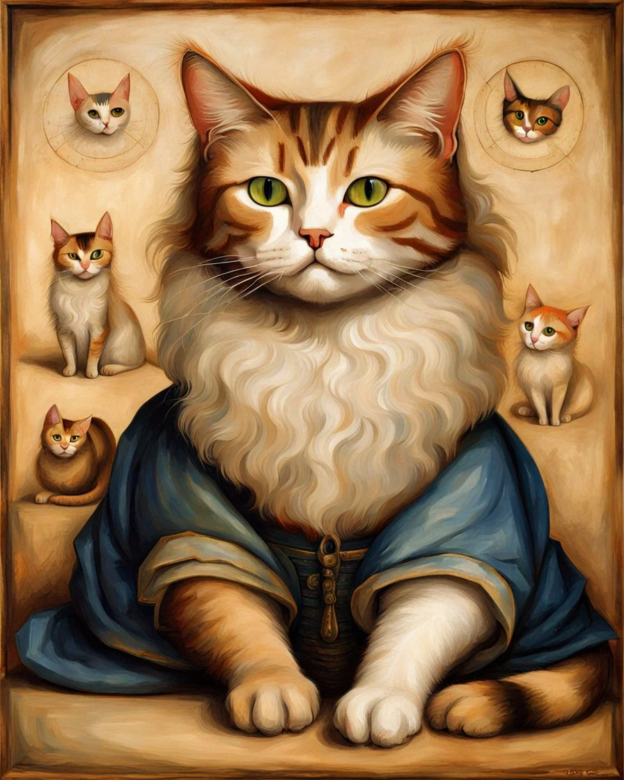 Cats imágen estilo Leonardo Davinci