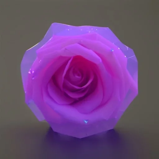 transparent multicolor crystal rose realistic