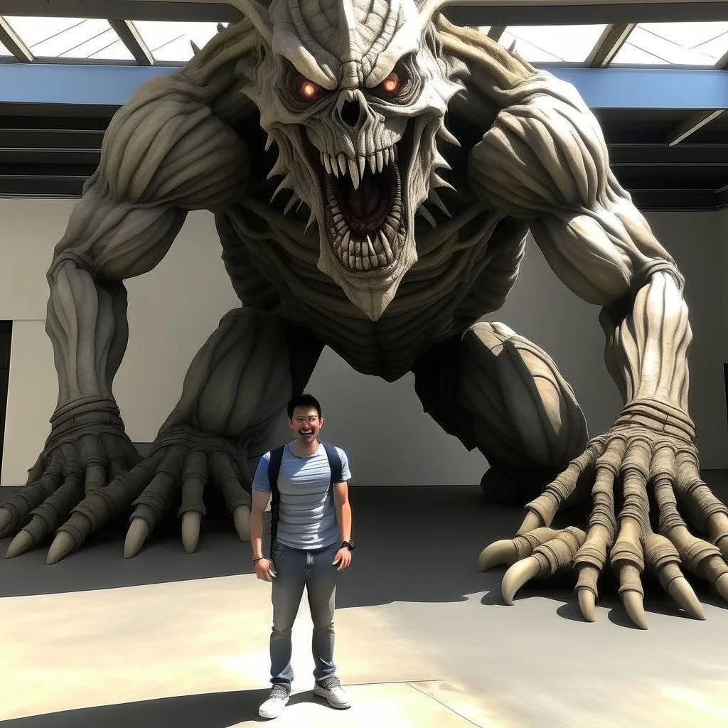 شخص واقف امام وحش مخيف للسفر عبر الزمن