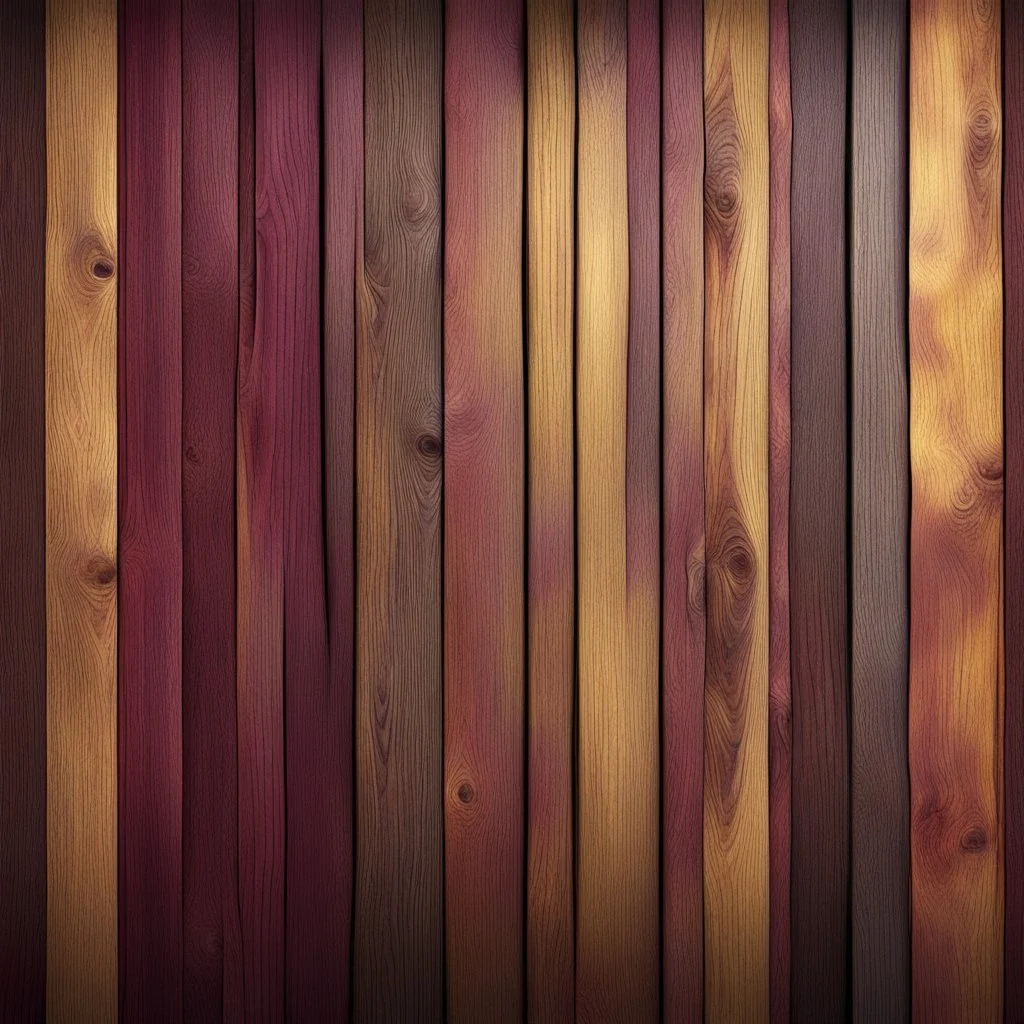 Hyper Realistic maroon & golden multicolored wooden planks with rustic texture & vignette effect