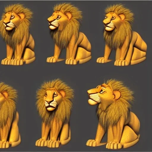 Lion King animation Chaka male lion speedpoint triangular face broad angler nose tip