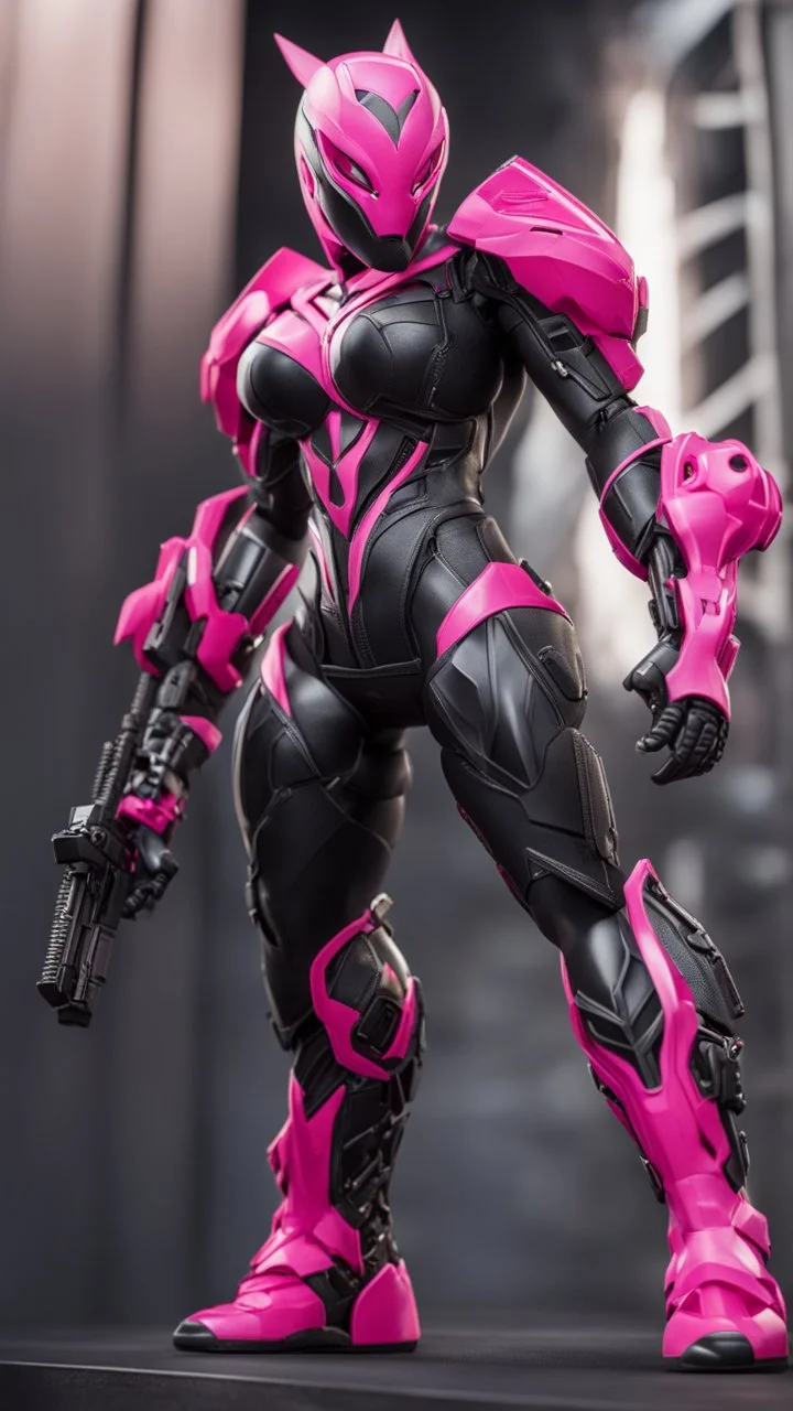 A close picture to Mix between gwenpool and symbiote, symbiote venom with transformers, high details machine, pink and black custom, intricate details, highly detailedin, in dreamshaper finetuned model with dynamic art style witg