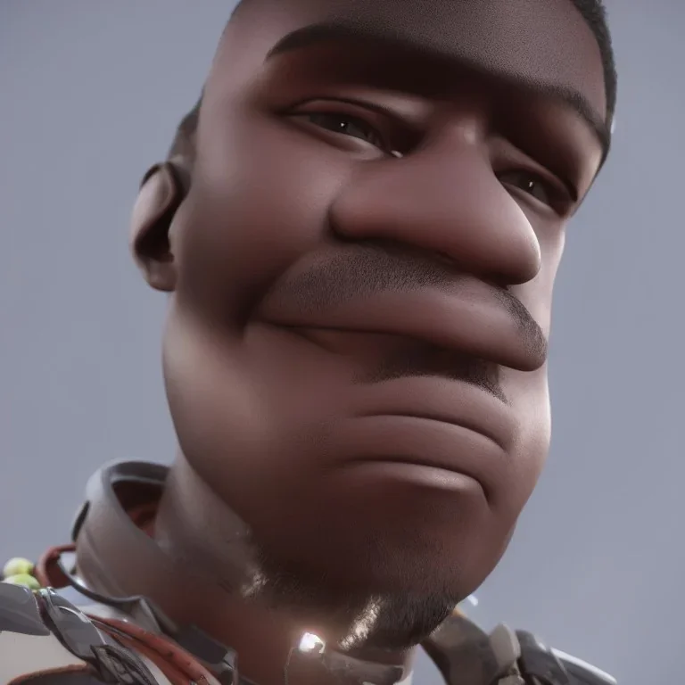 pixar render, young black man with gotee in fantesy gaming world