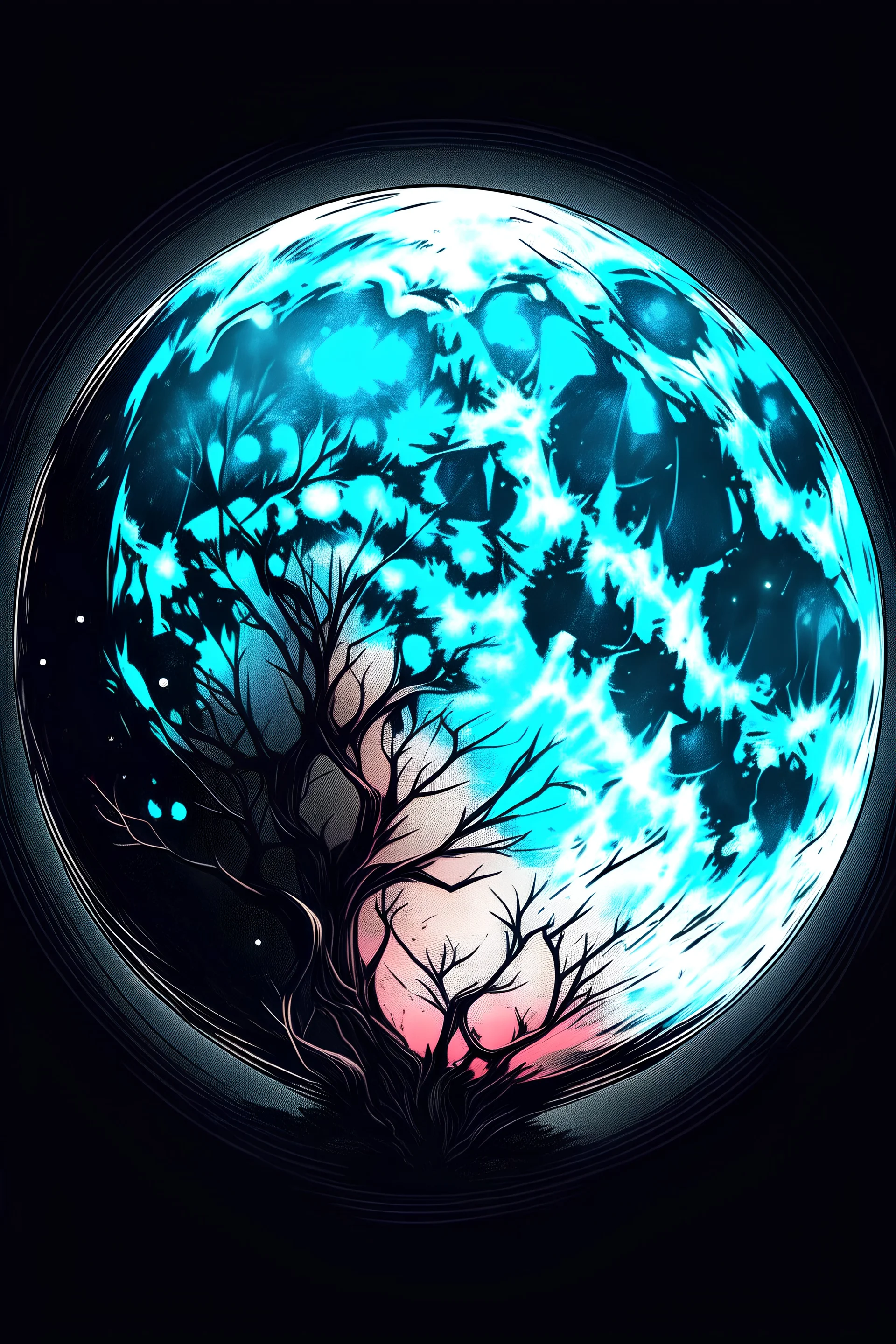 masterpiece, best quality, Siberian full moon Light, simple logo background, in the style of japanese manga, duotone, professional quality panting, ultra detailed, joyful lightning, multiple colors with some shades, half body shot