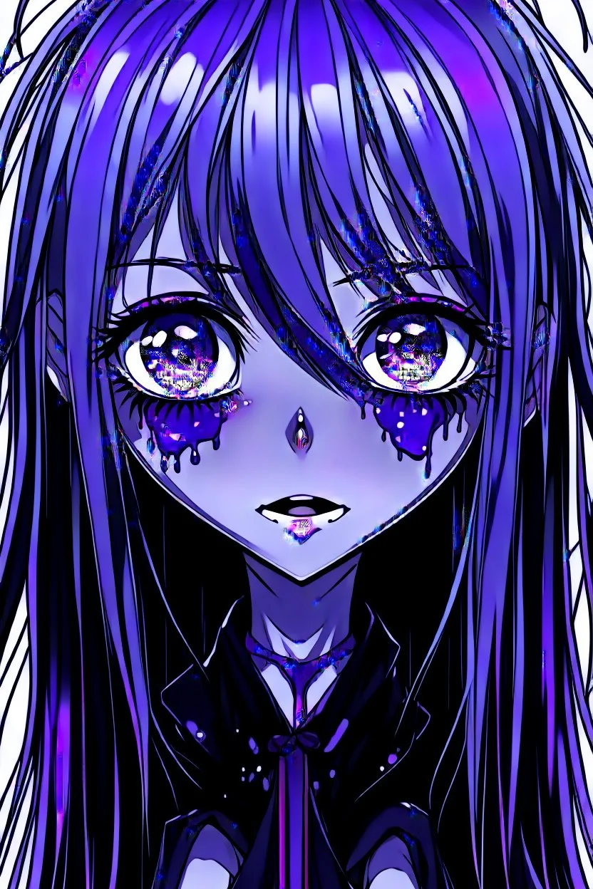 Closeup anime Girl goth with big eyes, fullbody, ragged clothes, slime, the perspective looking down, rolling eyes, tongue out, saliva drip, open mouth,