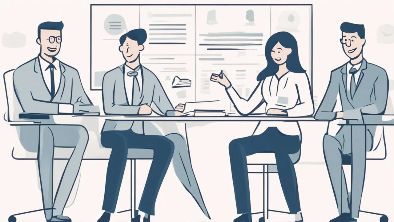 Certainly, here is a description of the ideal image for the article about "Successful Recruitment Strategies in the Business World" in English: The image depicts a group of happy and motivated employees in a professional work environment. In the center of the image, there is a manager or leader explaining successful recruitment principles to their team. The employees are shown actively engaging and participating in a discussion about the company's future. The image conveys a positive message ab