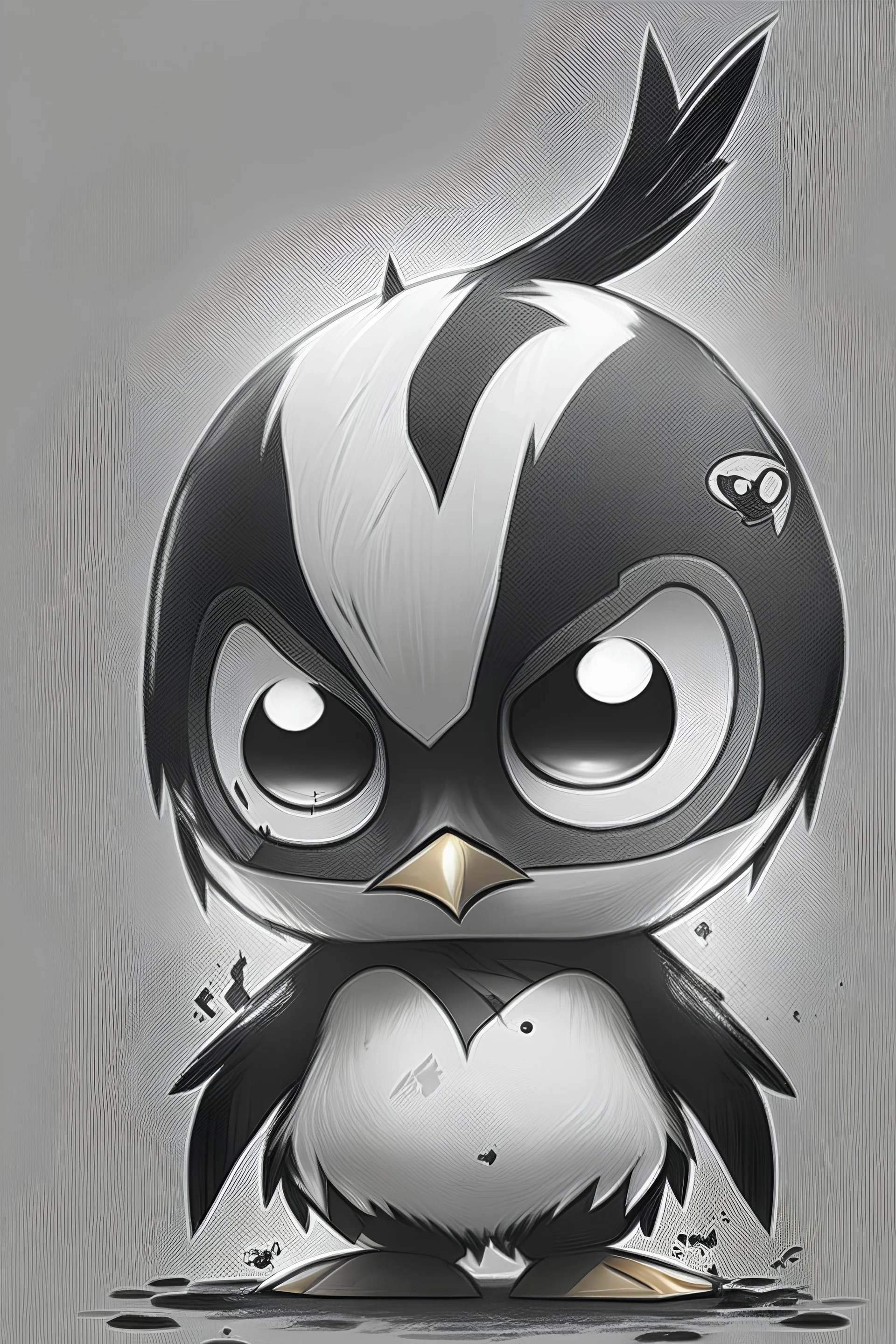 chibi penguin demon black and white