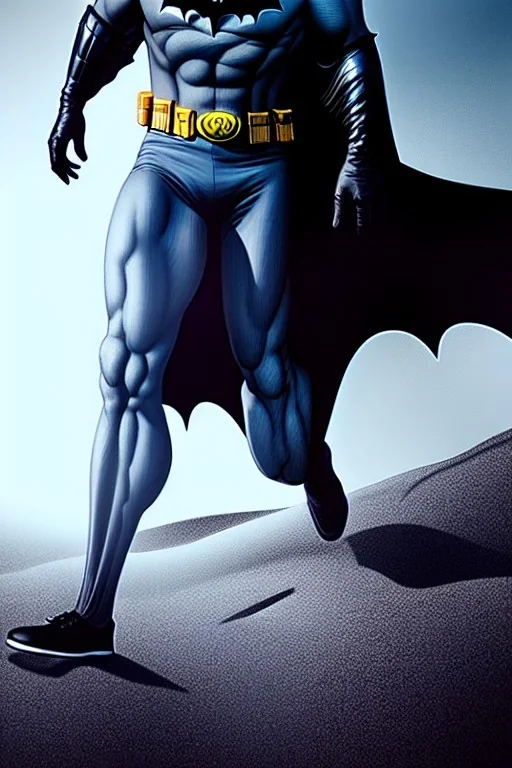 Hiper realista, hiper detalhado, retrato de corpo inteiro, com o Batman andando na lua , Boris vallejo, wlop, artgerm