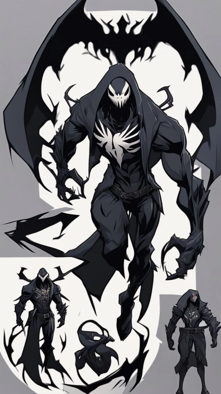 Mix between venom symbiote and Reaper in solo leveling shadow style