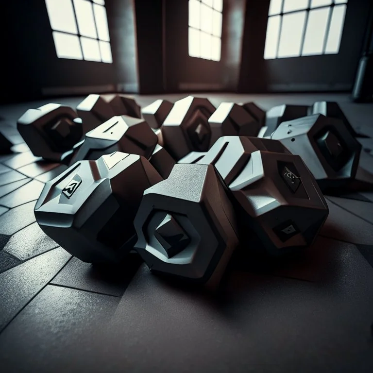 Hexagon Dumbbells on the floor