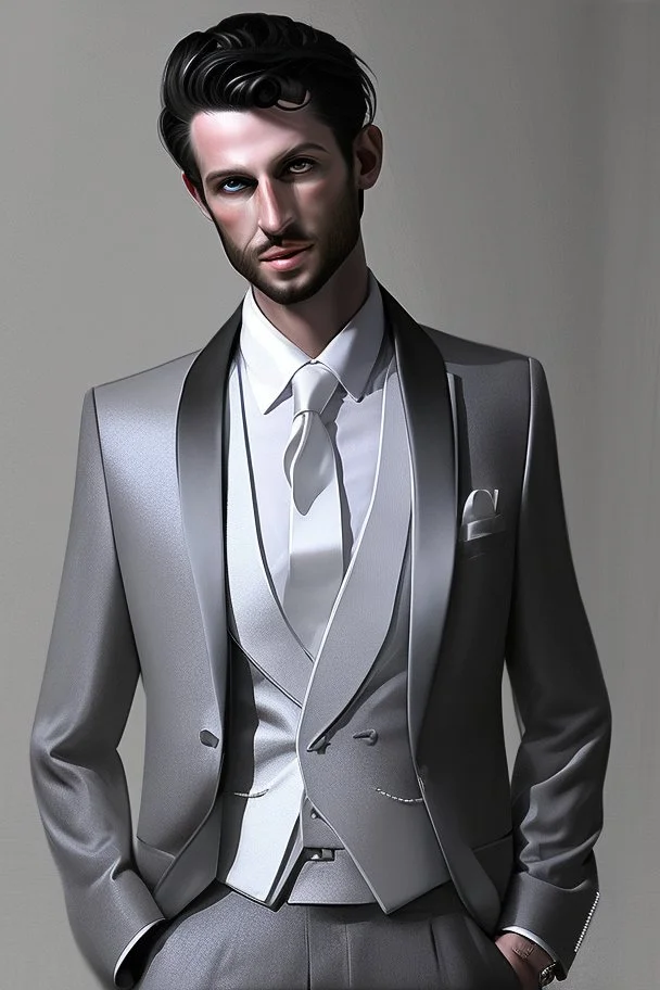 Men's wedding suit for music lovers Photorealistic