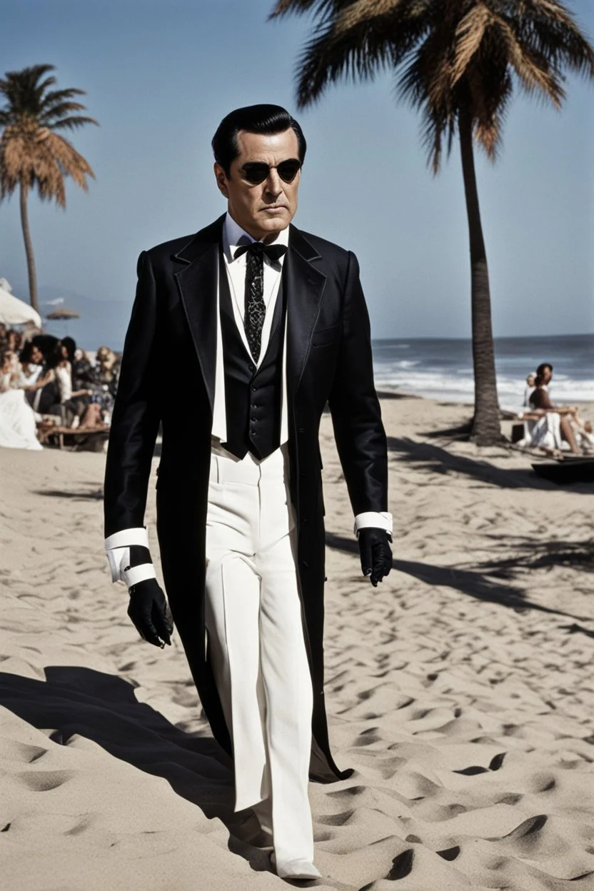 [hammer horror] Gomez Addams on the beach in California [Versace]