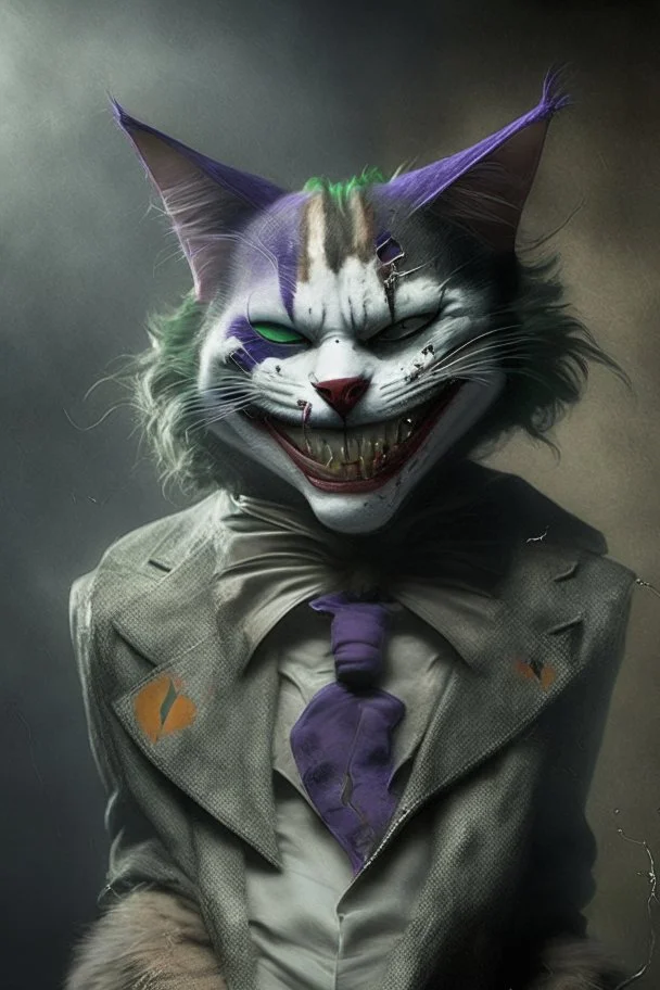 A picture of a cat in the form of a joker, a professional, high JPEG image