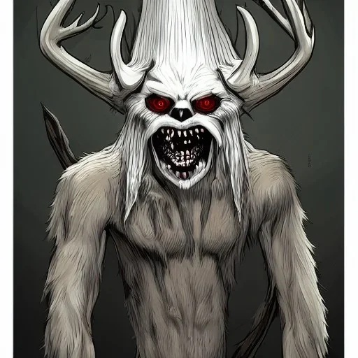 Wendigo monster with bat face and white skin as Russian Orthodox