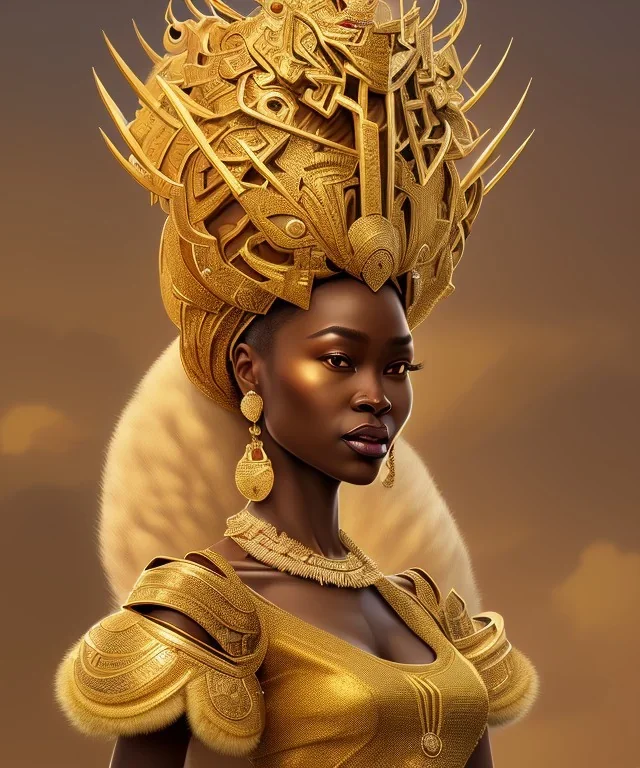 a fancy portrait of a snow african Queen by Greg Rutkowski, Sung Choi, Mitchell Mohrhauser, Maciej Kuciara, Johnson Ting, Maxim Verehin, Peter Konig, kente, 8k photorealistic, cinematic lighting, HD, high details, dramatic, atmosphereric, trending on artstation