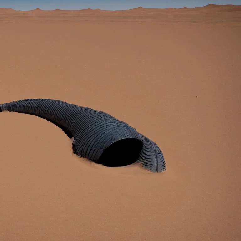 8k alien dune spaceship sandworm