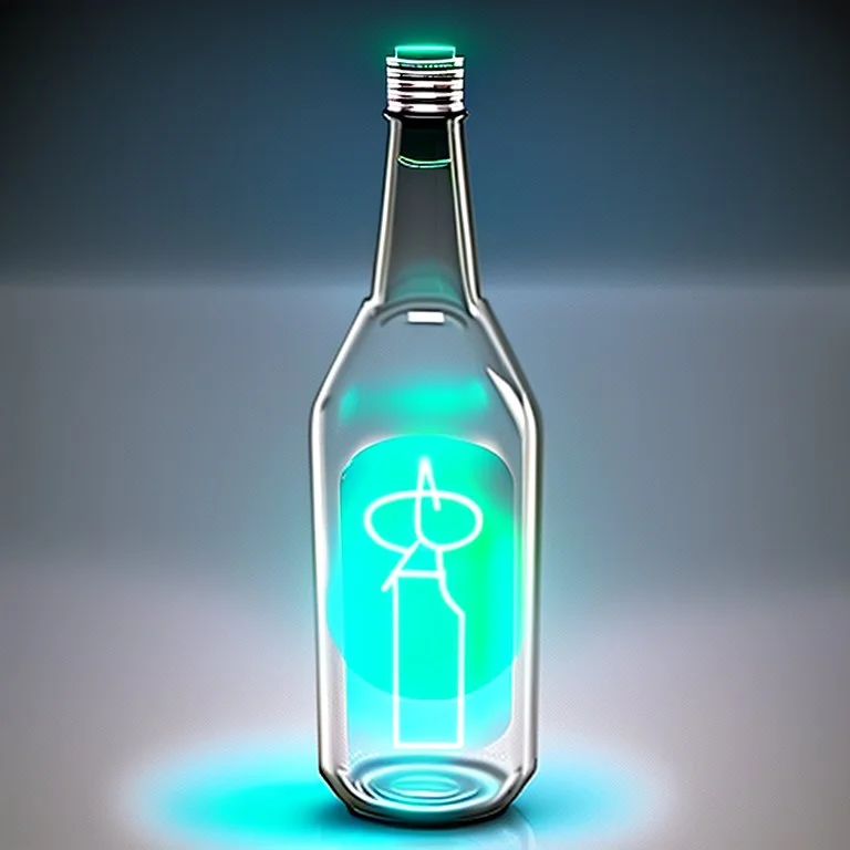 A digital message in a glass bottle. The message is the creation of artificial intelligence.