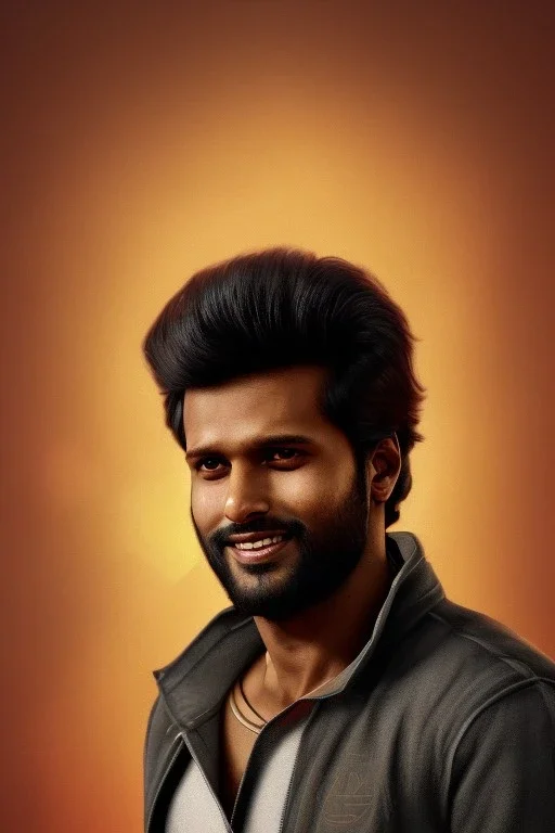 Indian actor Vijay Deverakonda, by Mahmoud Sai, Cartographic, Circuitry, Golden Hour, Closeup-View, 16k, Lumen Global Illumination, Diffraction Grading