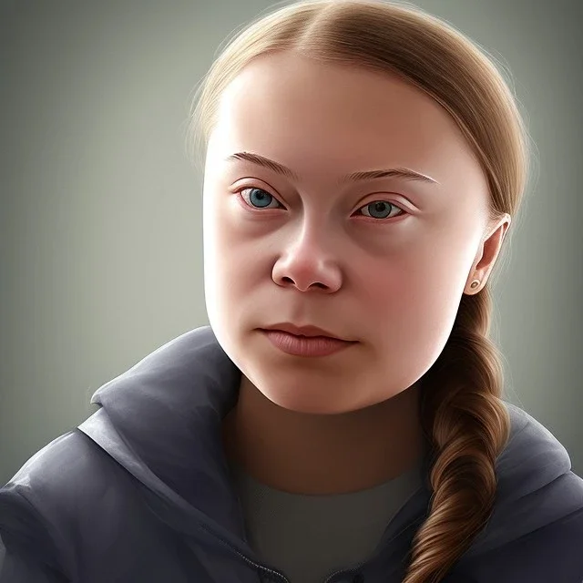 portrait of Greta Thunberg twitter