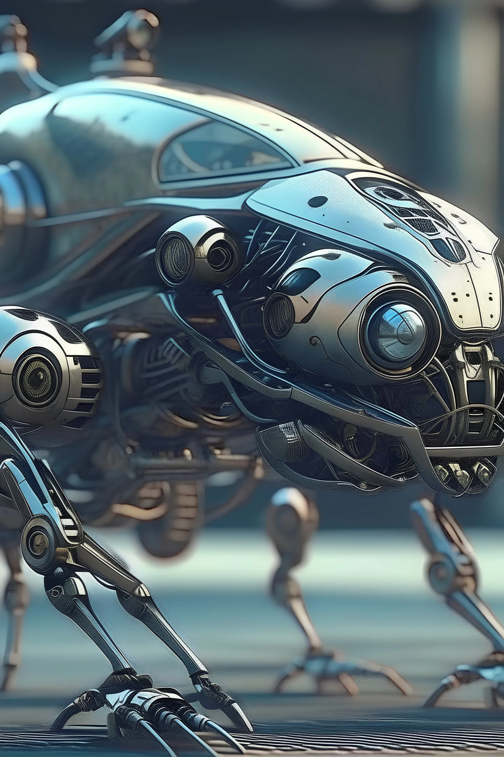 Fly, mechanical, cyborg, close-up, ultra-detail, 3D rendering, parked on the ground