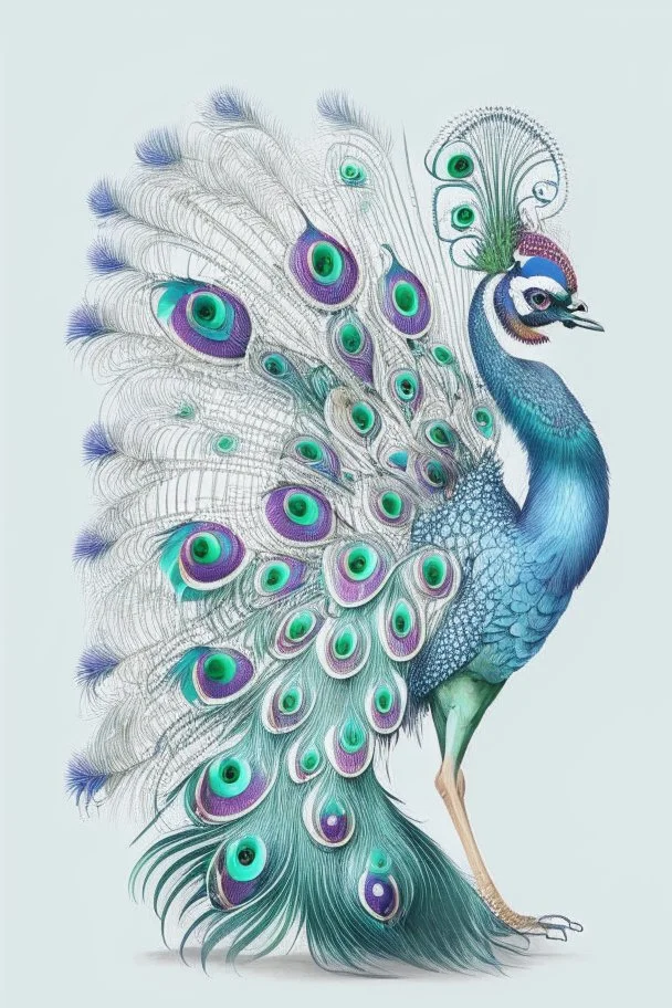 peacock avatar illustration on a white background, detailed