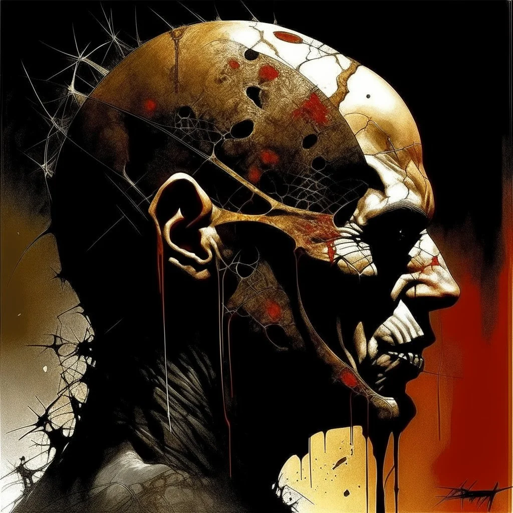 "SLAYER" heavy metal art illustration, (Release the slide to cleanse inside, Prepare to anoint, Snap the tongue in groove discharged, To make my hallowed point), double exposure, unsettling, surreal, sinister, profound, dramatic, by Dave McKean, text "SLAYER"