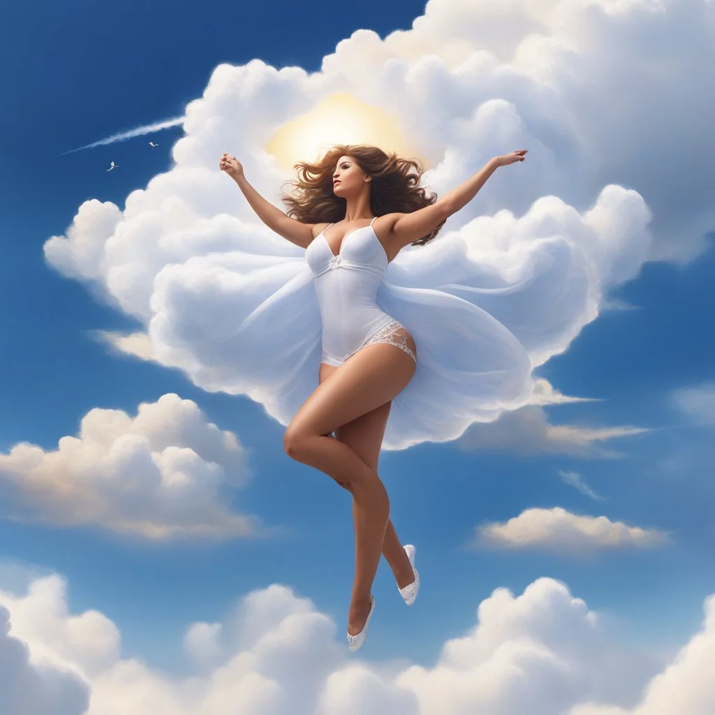 God is a woman in the sky and wears undergarments in cloud